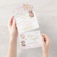 Teddy Bear Pink Gold Hot Air Baby shower