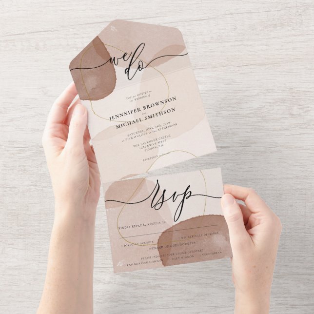 Invitation Tout En Un Terracotta Boho Beach Wedding All In One (Déchirure)