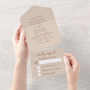 Invitation Tout En Un Terracotta Boho Mariage Typographie moderne