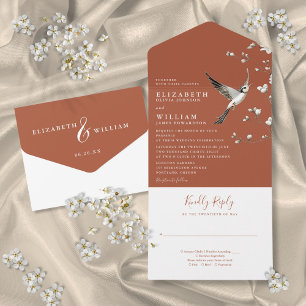 Invitation Tout En Un Terracotta Chinoiserie Floral Garden Wedding