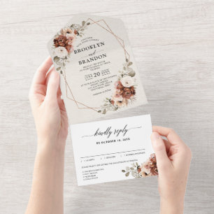 Invitation Tout En Un Terracotta Pampas Grass Rustique Mariage géométriq