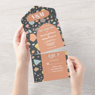 Invitation Tout En Un Terrazzo Mariage Arc Moderne Tout en un