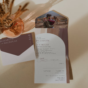 Invitation Tout En Un Terre Cuite Épicée Moderne Mariage Bohème