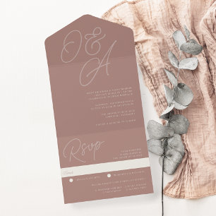 Invitation Tout En Un Terre cuite Mariage de monogramme de filigrane d