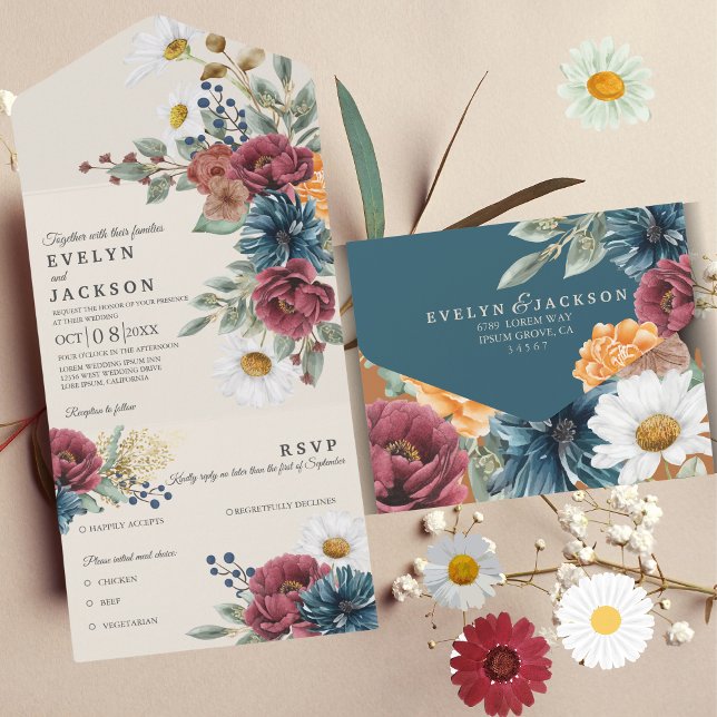 Invitation Tout En Un Terre cuite orange brûlé Bohème Rustique Moderne (Créateur téléchargé)