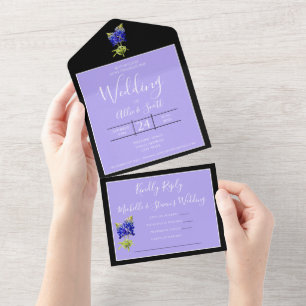 Invitation Tout En Un Texas Bluebonnets sur Lavender, Mariage du printem