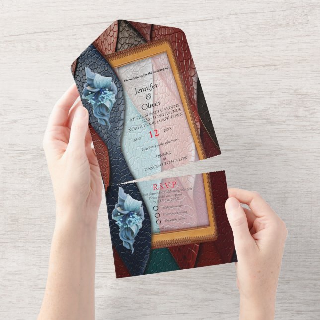 Invitation Tout En Un Texture en cuir artistique (Déchirure)