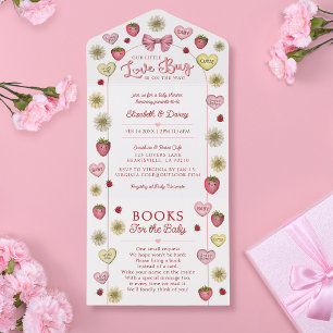 Invitation Tout En Un Thème Baby Shower pour couples rose moderne pour l