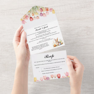 Invitation Tout En Un Thème de Pâques Tulipe Mariage