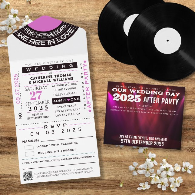 Invitation Tout En Un Ticket VIP Concert Musique avec Mariage RSVP (Créateur téléchargé)