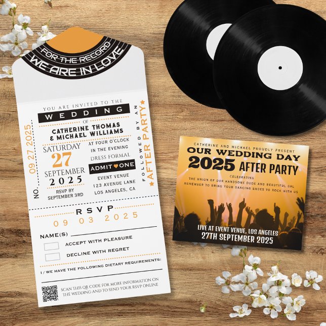 Invitation Tout En Un Ticket VIP Concert Musique avec Mariage RSVP (Créateur téléchargé)