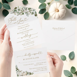 Invitation Tout En Un Tombe en amour Mariage Citrouille de verdure