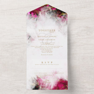 Invitation Tout En Un Tourmaline Rose Bold et Géode de Cristal