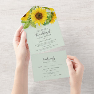 Invitation Tout En Un Tournesol   Mariage Mint Tout en un