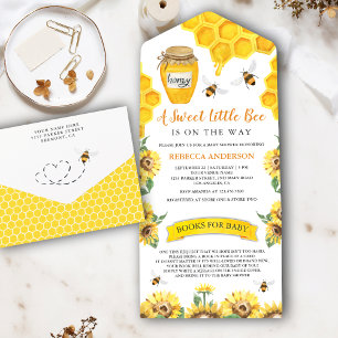 Invitation Tout En Un Tournesols rustiques Baby Shower miel douce abeill