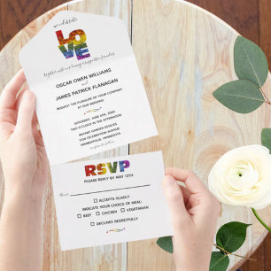 Invitation Tout En Un Tout en un amour Fleurs Mariage du même sexe