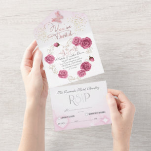 Invitation Tout En Un Tout en un mariage Inviter para boda con rosas