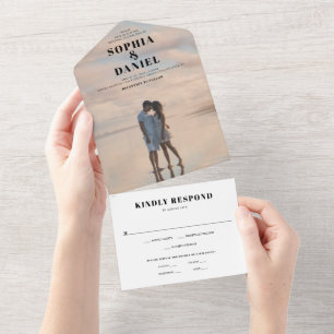 Invitation Tout En Un Tout en un mariage moderne Inviter avec photo