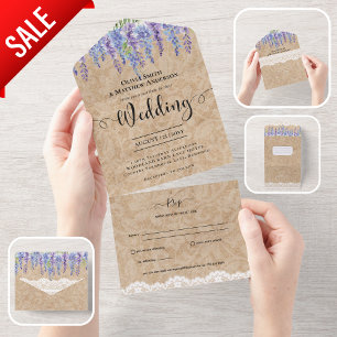 Invitation Tout En Un Tout Inclus Rustique Wisteria Floral Lace Mariage