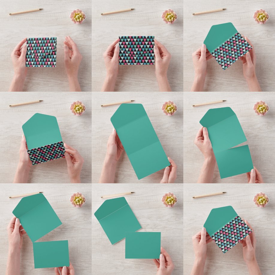 Invitation Tout En Un Triangle des pins festifs Mosaïque Abstrait Noël I