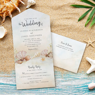 Invitation Tout En Un Tropical Beach Shells Destination Wedding