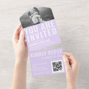Invitation Tout En Un Typographie en gras Lavender Lilac tout en un Mari