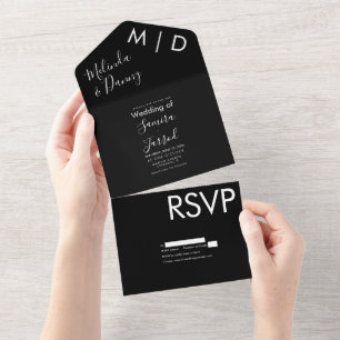 Invitation Tout en Un Typographie Noir Two Tone