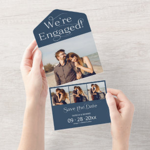 Invitation Tout En Un Typographie Nous sommes fiancés Enregistrez la dat