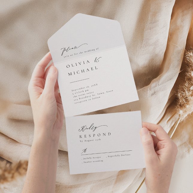 Invitation Tout En Un Typographie simple et élégante Mariage moderne (Simply Elegant Typography Modern Wedding All In One Invitation)