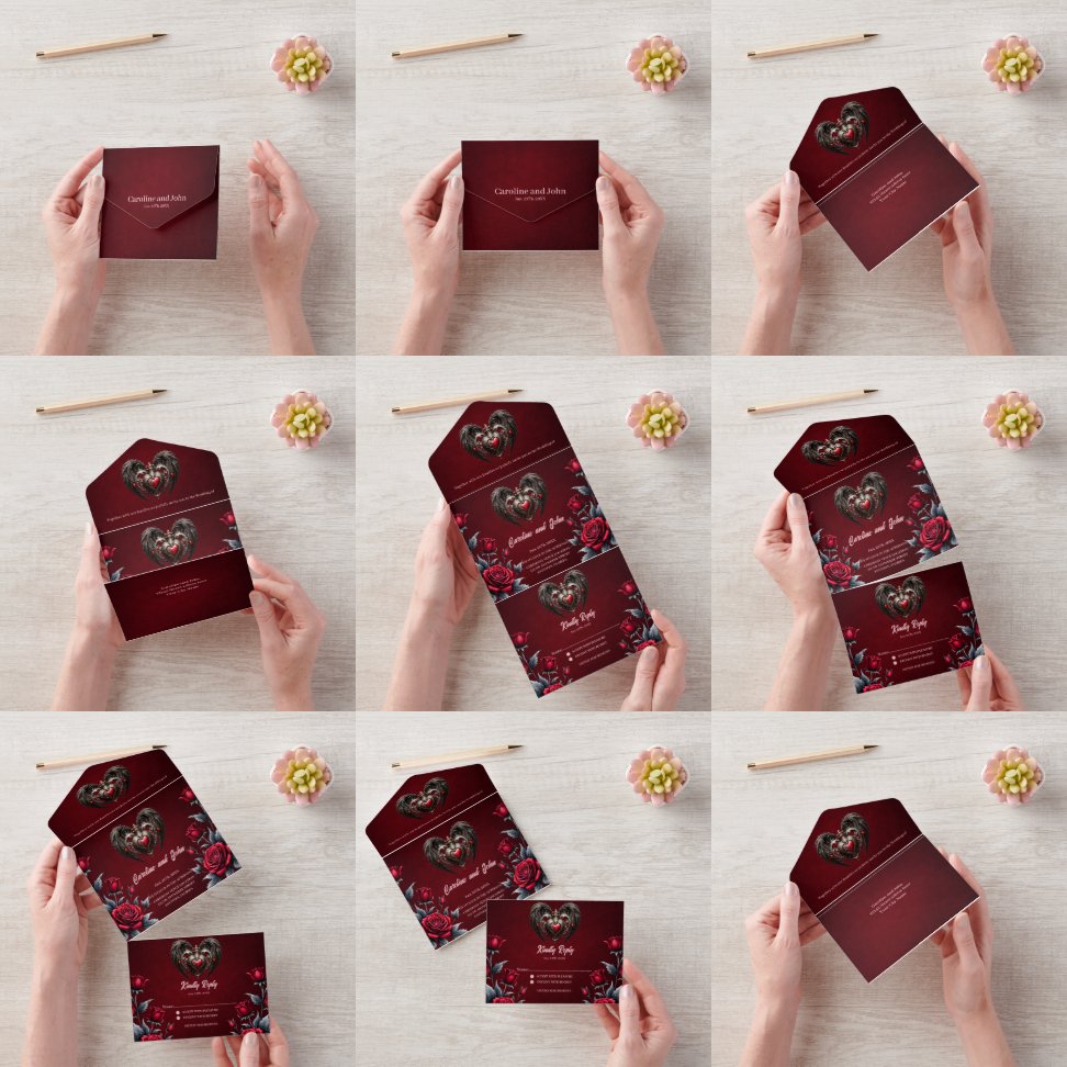 Invitation Tout En Un Un coeur gothique étonnant