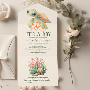 Invitation Tout En Un Un garçon sous le Baby shower marin