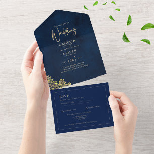 Invitation Tout En Un Un mariage tout en 1 en dentelle d'or invite QR Co