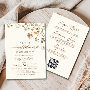 Invitation Tout en un Un petit Baby shower Boho un peu Fleur 