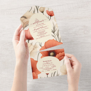 Invitation Tout En Un Un petit Baby shower de fille Fleur sauvage