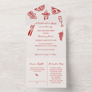 Invitation Tout En Un Un petit morceau de joie Fête de bébé Pizza