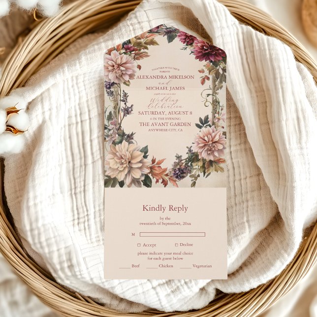 Invitation Tout En Un Unique Mariage victorien Royal Floral (Créateur téléchargé)