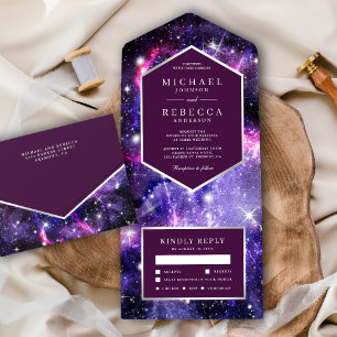Invitation Tout En Un Univers de l'espace extra-atmosphérique Mariage Ga