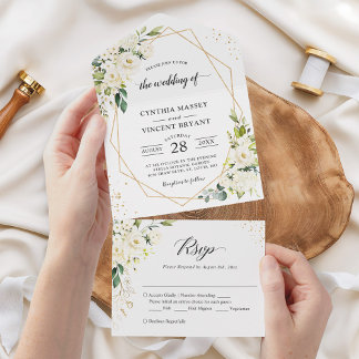 Invitation Tout En Un Végétal Floral Géométrique (Pas de VFR nécessaire)