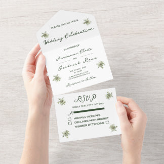 Invitation Tout En Un Vert olive moderne