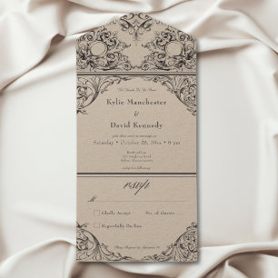 Invitation Tout En Un Victorien Jusqu'À La Mort Noir Tan Pas De Dîner