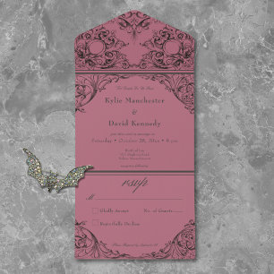 Invitation Tout En Un Victorienne jusqu'à la mort Vin noir Mariage Pas d