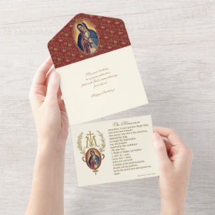 Invitation Tout En Un Vierge religieuse Marie Guadalupe Anniversaire flo