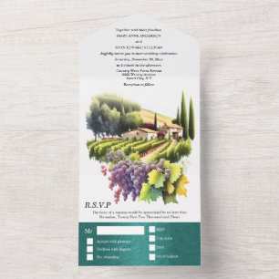 Invitation Tout En Un Vignoble mariage Toscane Aquarelle Italie