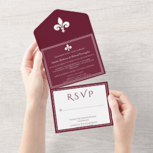 Invitation Tout En Un Vin Fleur de Lis Tout en un Mariage Inviter
