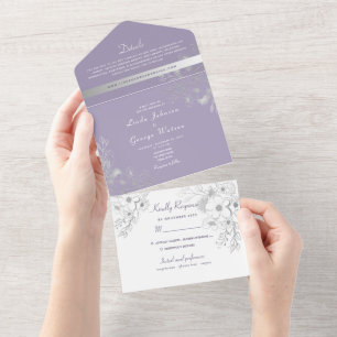 Invitation Tout En Un Vintage Elegant Purple Mariage