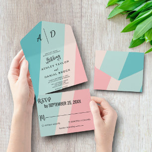 Invitation Tout En Un Vintage été coloré tout en un mariage Inviter
