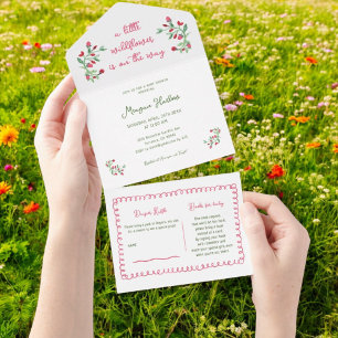 Invitation Tout En Un Vintage Floral Petit Fleur sauvage Baby shower fil
