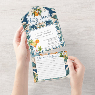 Invitation Tout En Un Vintage italien | Orange d'agrumes | FÊTE DES MARI