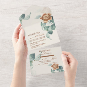 Invitation Tout En Un Vintage Mariage Fleur Botanique Tout en un Invita