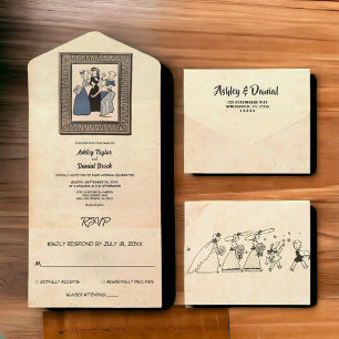 Invitation Tout En Un Vintage Retro Old Rustic Funny Comic Mariage de li